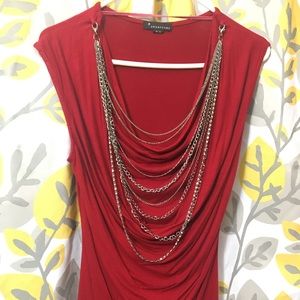 Red Hot Short Sleeve with Silver Chain Necklace